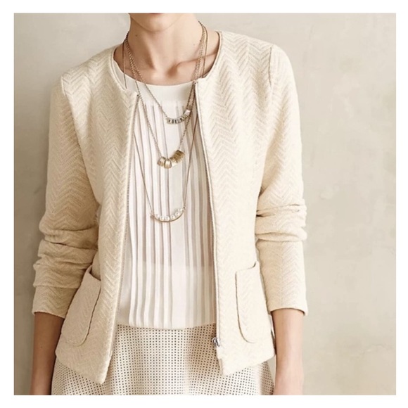 Anthropologie Jackets & Blazers - Anthropologie Ivory Chevron Blazer